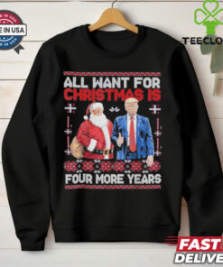 Awesome All Want For Christmas Is 4 More Years Santa Trump Back T Shirt