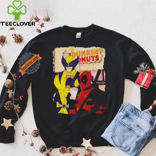 Awesome Deadpool and wolverine dunkin donuts shirt