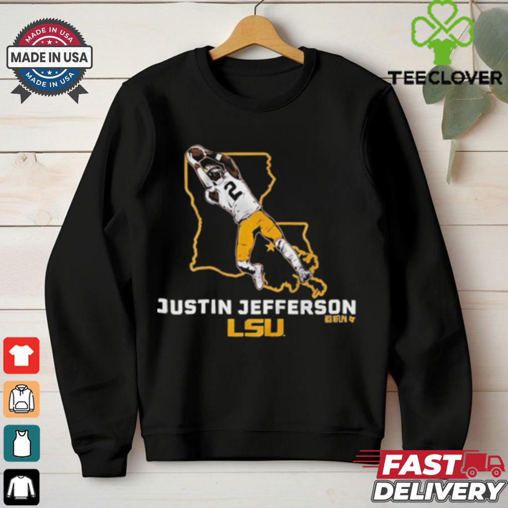 Awesome Justin Jefferson State Star LSU Tigers Football T Shirt Awesome Justin Jefferson State Star LSU Tigers Football T Shirt