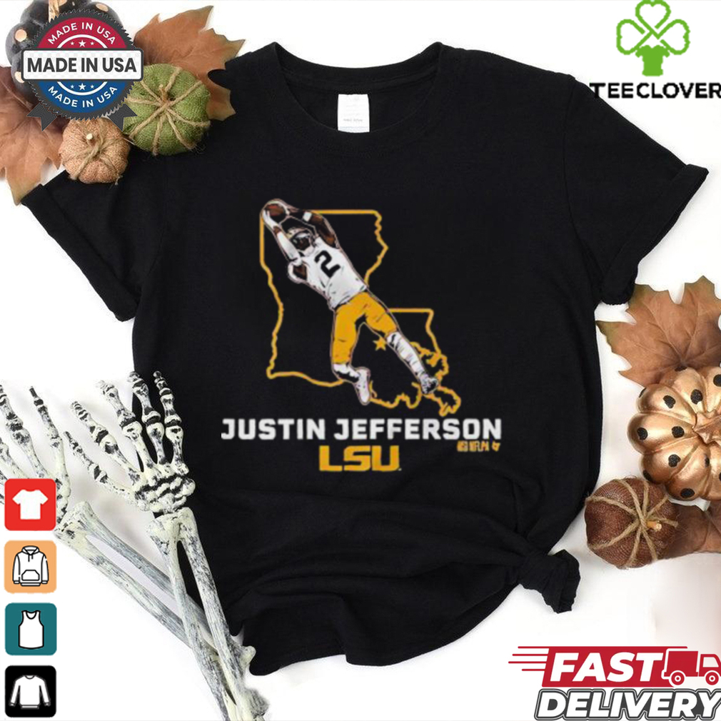 Awesome Justin Jefferson State Star LSU Tigers Football T Shirt Awesome Justin Jefferson State Star LSU Tigers Football T Shirt
