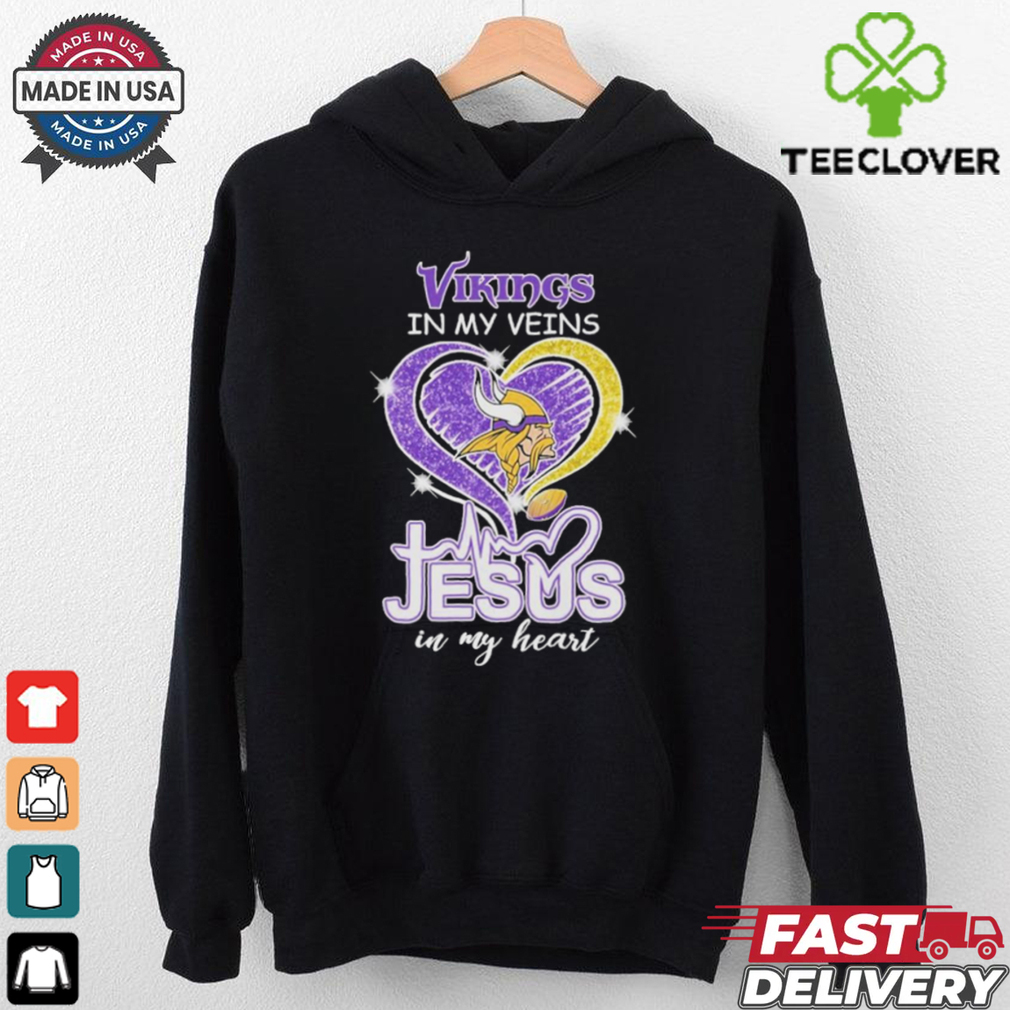 Awesome Minnesota Vikings In My Veins Jesus In My Heart T Shirt Awesome Minnesota Vikings In My Veins Jesus In My Heart T Shirt