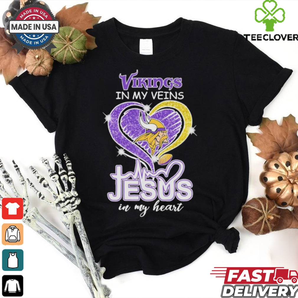 Awesome Minnesota Vikings In My Veins Jesus In My Heart T Shirt Awesome Minnesota Vikings In My Veins Jesus In My Heart T Shirt