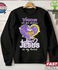 Awesome Minnesota Vikings In My Veins Jesus In My Heart T Shirt