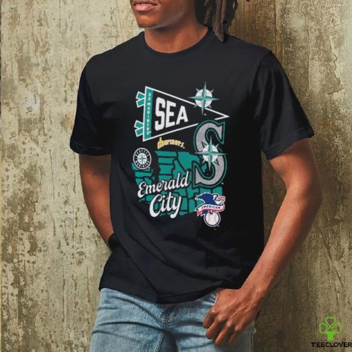 Awesome Seattle Mariners Profile Navy Big & Tall Split Zone Emerald City Logo Shirt
