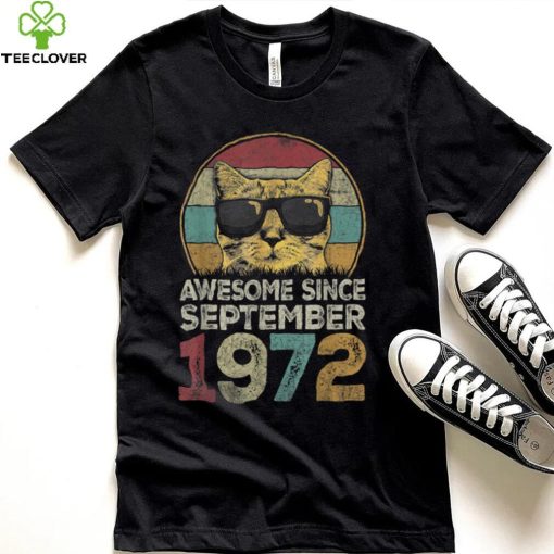 Awesome Since September 1972 50th Birthday Gifts Cat Lovers T Shirt