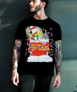 Awesome Snoopy And Woodstock Hat Santa Light Tree Christmas T shirt