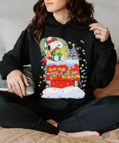 Awesome Snoopy And Woodstock Hat Santa Light Tree Christmas T shirt