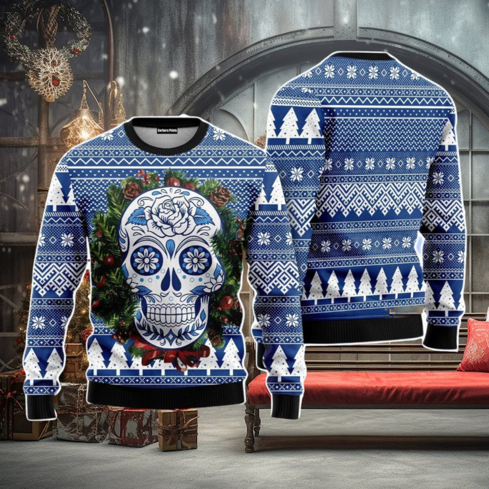 Awesome Sugar Skull Christmas Unisex Ugly Sweater Awesome Sugar Skull Christmas Unisex Ugly Sweater