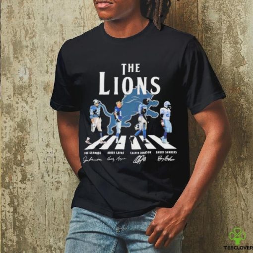 Awesome awesome The Detroit Lions Joe Schmidt Bobby Layne Calvin Johnson Barry Sanders T shirt