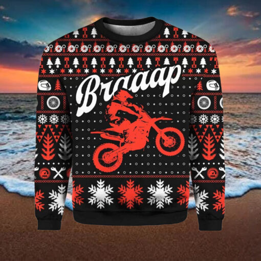 Braaap Moto Red Version Ugly Christmas Sweater