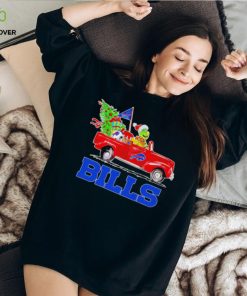 Happy Merry Christmas The Grinch drive a car Buffalo Bills football logo flag gift hoodie, sweater, longsleeve, shirt v-neck, t-shirt