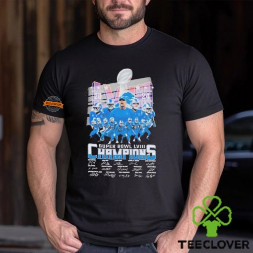 Detroit Lions Super Bowl LVIII 2024 Champions Signatures Shirt
