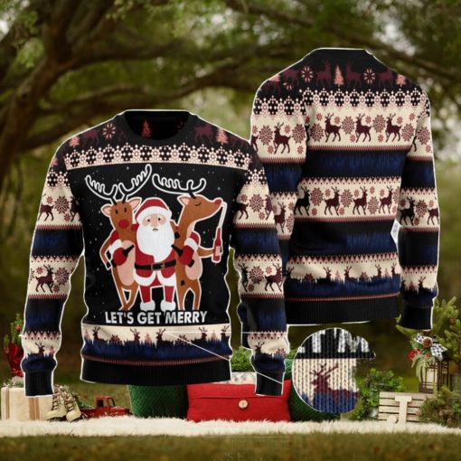 Let‘s Get Merry Christmas Gift Ugly Christmas Sweater Xmas Holiday