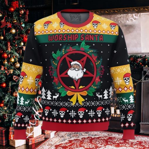 Anime Sweater Worship Santa Ugly Christmas Sweater
