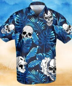 BEACH SHIRT GET NOW BLUE SO COOL SKULL TROPICAL HAWAIIAN ALOHA SHIRT