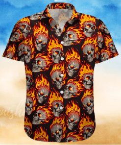 BEACH SHIRT GET NOW FIRE SKULL PATTERN HAWAIIAN ALOHA SHIRTS