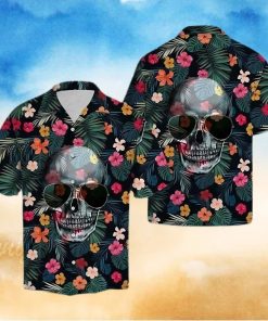 BEACH SHIRT GET NOW FLORAL FUNNY SKULL WEARING SUN GLASSES TROPICAL HAWAIIAN ALOHA SHIRT