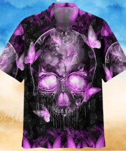BEACH SHIRT GET NOW SKULL MAGIC BUTTERFLY PURPLE HAWAIIAN SHIRT