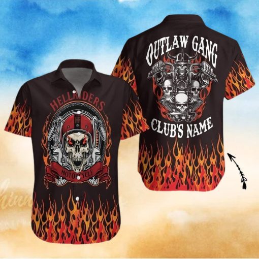 BEACH SHIRT GET NOW SKULL OUTLAW GANG MOTORCYCLE CUSTOM CLUBS HAWAIIAN ALOHA SHIRT