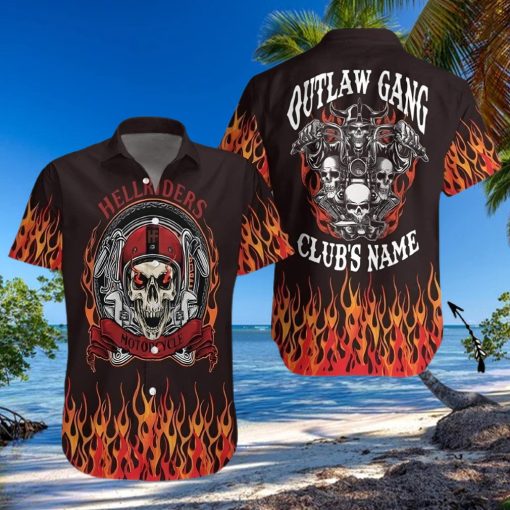 BEACH SHIRT GET NOW SKULL OUTLAW GANG MOTORCYCLE CUSTOM CLUBS HAWAIIAN ALOHA SHIRT