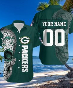 BEACH SHIRT GREEN BAY PACKERS NLF FAN SUGAR SKULL 3D PERSONALIZED HAWAIIAN SHIRt