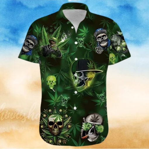 BEACH SHIRT GREEN LETS GET HIGH WEED SKULL UNISEX HAWAIIAN SHIRTS