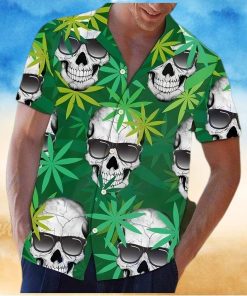 BEACH SHIRT GREEN SKULLS HAWAIIAN ALOHA SHIRTS