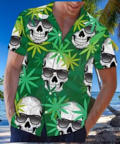 BEACH SHIRT GREEN SKULLS HAWAIIAN ALOHA SHIRTS