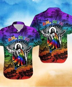 BEACH SHIRT HAWAII SHIRT AH MEN FUNNY JESUS LGBT PRIDE PRIDE HAWAIIAN SHIRT