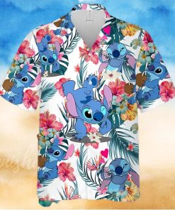 Lovely Stitch Disney Cartoon Graphics Red Hibiscus All Over Print Hawaiian Shirt