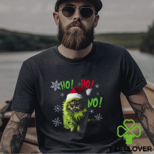 Ho Ho No Cute Cat Wearing Hat   Christmas Cat Classic T Shirt