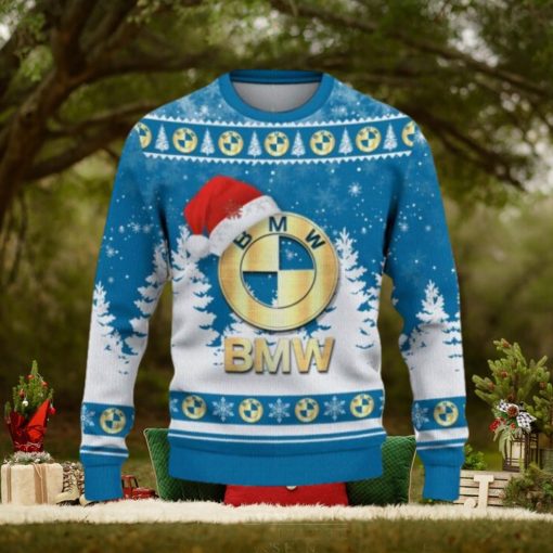 BMW Car Ugly Christmas Sweater Car Lovers Santa Hat Tree Christmas For Fans Gift