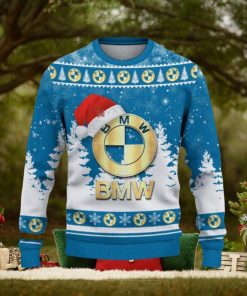 BMW Car Ugly Christmas Sweater Tree Santa Hat Car For Fans Gift Familys Holidays