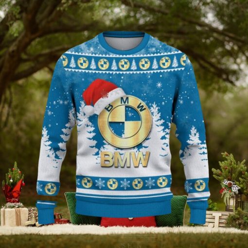BMW Car Ugly Christmas Sweater Tree Santa Hat Car For Fans Gift Familys Holidays