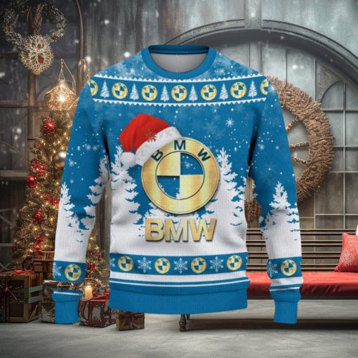 BMW Car Ugly Christmas Sweater Tree Santa Hat Car For Fans Gift Familys Holidays