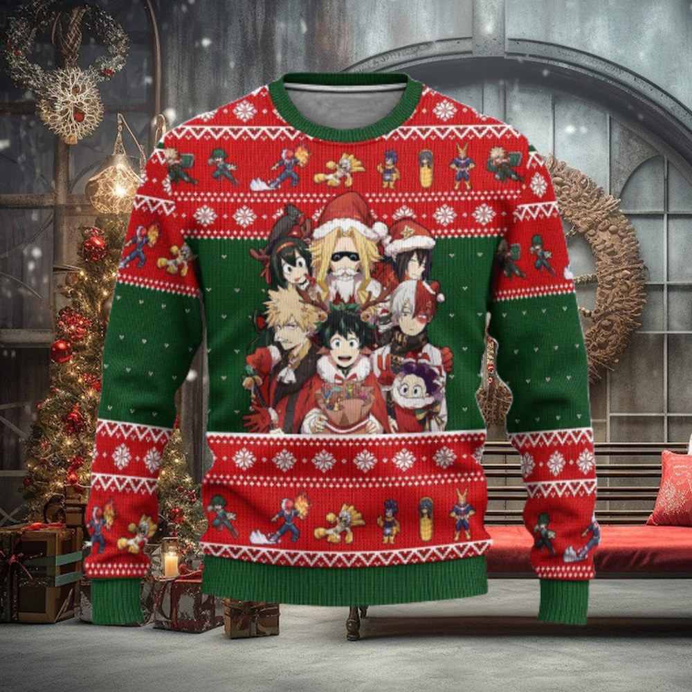BNHA My Hero Academia Anime Xmas Women Mens Ugly Christmas Sweater BNHA My Hero Academia Anime Xmas Women Mens Ugly Christmas Sweater