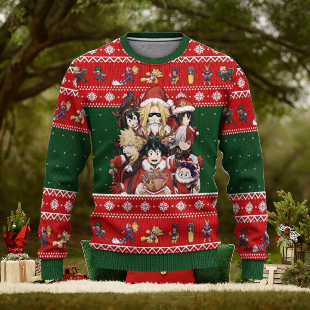 BNHA My Hero Academia Anime Xmas Women Mens Ugly Christmas Sweater BNHA My Hero Academia Anime Xmas Women Mens Ugly Christmas Sweater