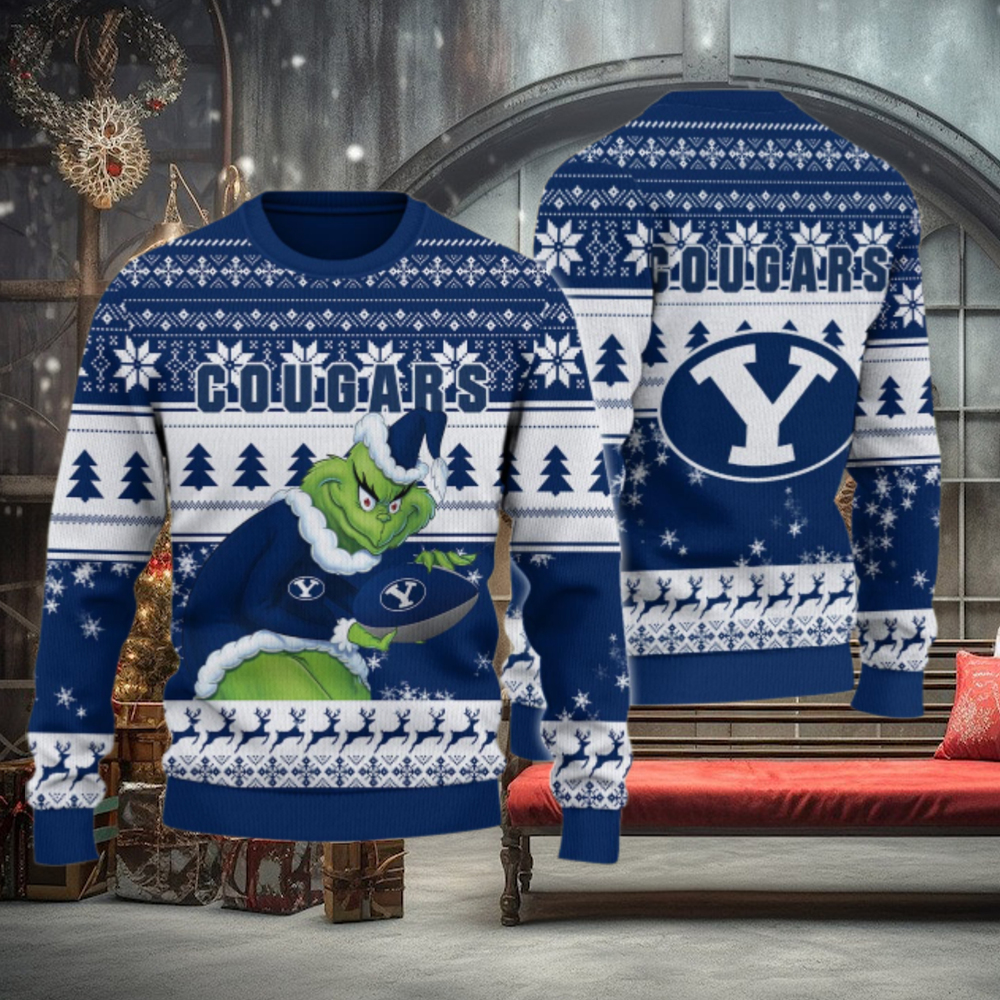 BYU Cougars Grinch Ugly Christmas Sweater BYU Cougars Grinch Ugly Christmas Sweater