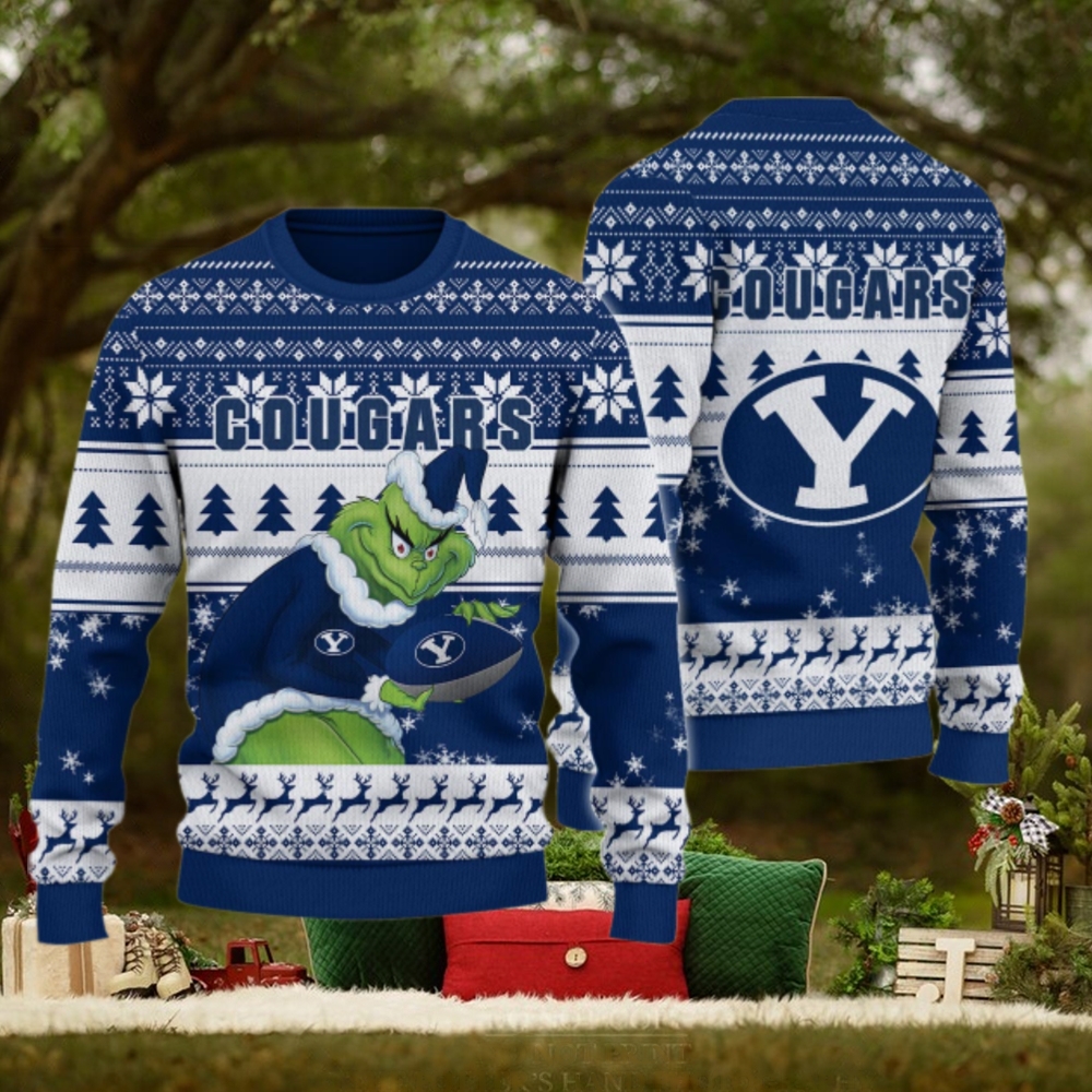 BYU Cougars Grinch Ugly Christmas Sweater BYU Cougars Grinch Ugly Christmas Sweater