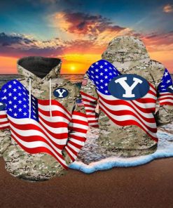 BYU Cougars NCAA US Flag Camo Veteran 3D Printed Hoodie