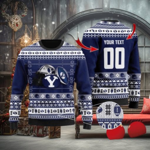 BYU Custom Name & Number Personalized Knitted Ugly Christmas Sweater