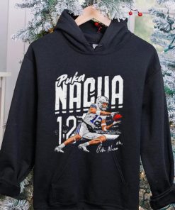 BYU football Puka Nacua number 12 player action pose signature draw shirt