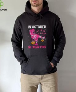In October We Wear Pink Breast Cancer Dino Pumpkin Halloween T Shirt2
