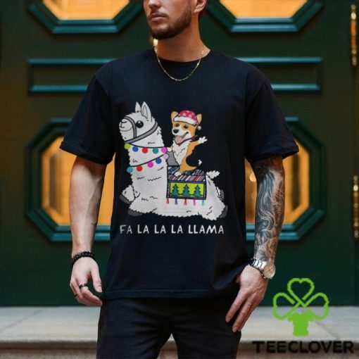 Baby Corgi and Fa la la la llama christmas Shirt
