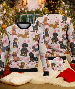 Baby Dachshund Peach Blossom Ugly Christmas Sweater