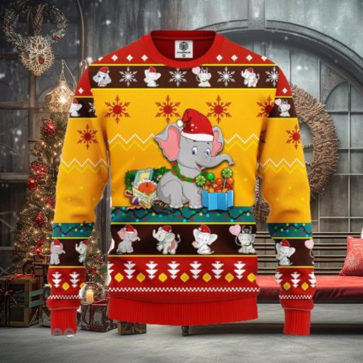 Baby Elephant Ugly Christmas Sweater Yellow Red 1 Amazing Gift Men And Women Christmas Gift