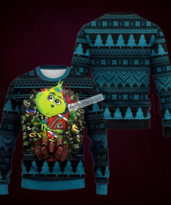 Baby Grinch Jacksonville Jaguars Xmas Wreath Blue Mens Ugly Sweaters For Christmas