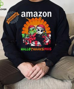 Baby Grinch and Jack Skellington Amazon logo Hallothanksmas 2024 shirt