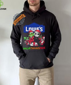 Baby Grinch and Jack Skellington Lowe’s logo Hallothanksmas 2024 shirt