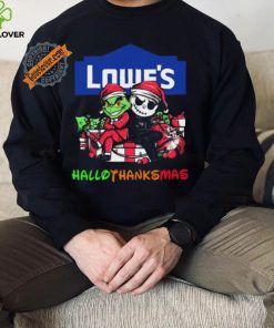 Baby Grinch and Jack Skellington Lowe’s logo Hallothanksmas 2024 shirt